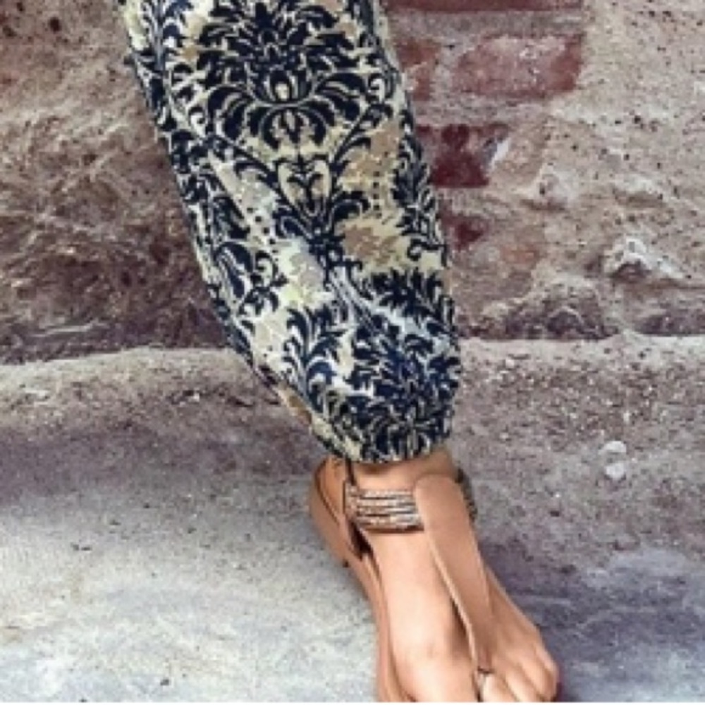 Boho Floral Print Stretchy waist Pockets Joggers Pants - Picture 4 of 4